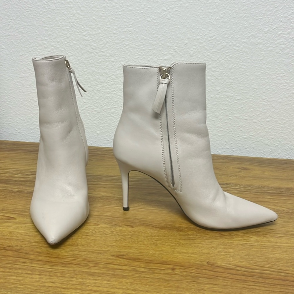 Winter white leather booties